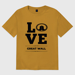 Футболка оверсайз женская Great Wall Love Classic, цвет: горчичный
