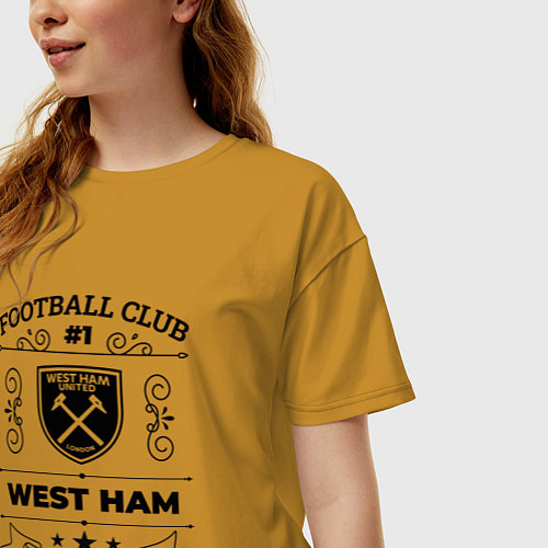 Женская футболка оверсайз West Ham: Football Club Number 1 Legendary / Горчичный – фото 3