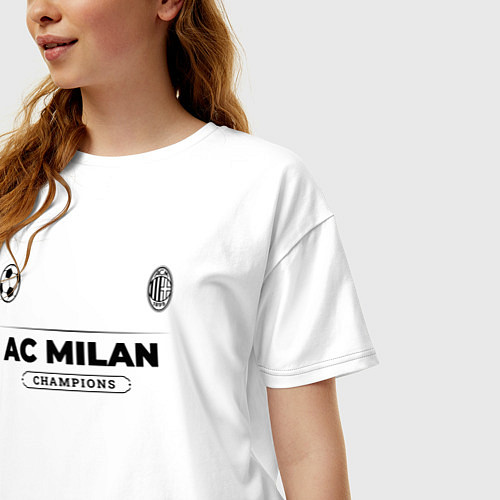 Женская футболка оверсайз AC Milan Униформа Чемпионов / Белый – фото 3