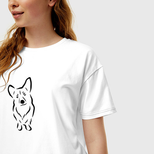 Женская футболка оверсайз Собачка корги / Белый – фото 3