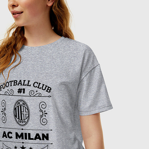 Женская футболка оверсайз AC Milan: Football Club Number 1 Legendary / Меланж – фото 3