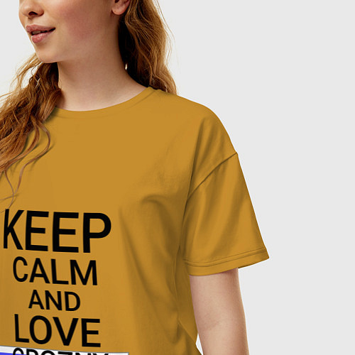 Женская футболка оверсайз Keep calm Grozny Грозный / Горчичный – фото 3