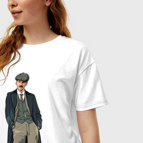 Женская футболка оверсайз Артур Шелби арт сериал / Белый – фото 3