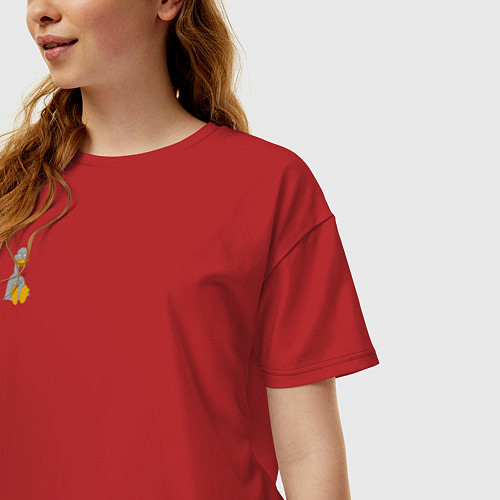 Женская футболка оверсайз Два весёлых гуся СЕРЫЙ mini / Красный – фото 3