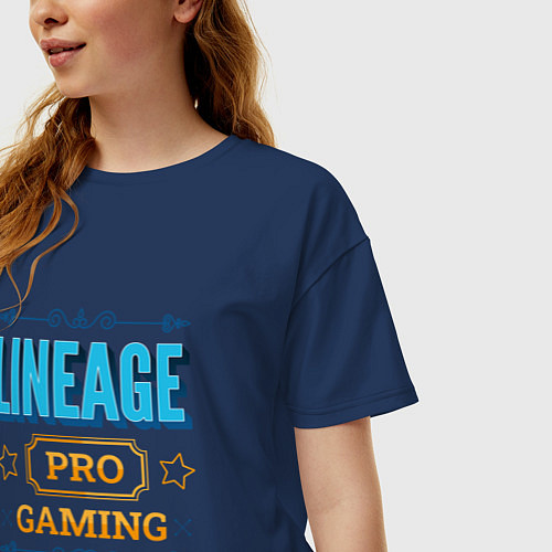 Женская футболка оверсайз Игра Lineage PRO Gaming / Тёмно-синий – фото 3