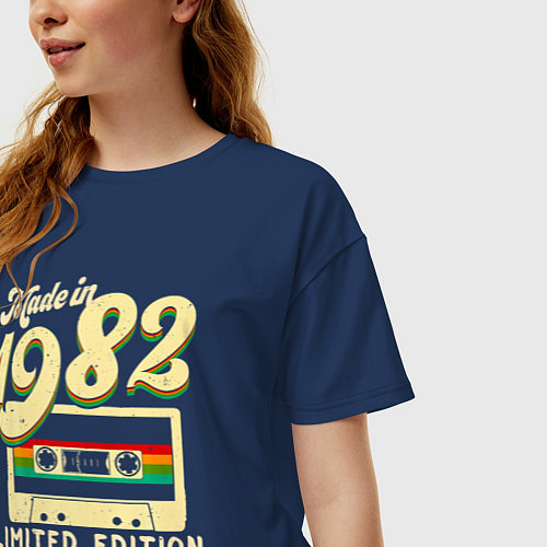 Женская футболка оверсайз Сделано в 1982 году, ограниченная серия / Тёмно-синий – фото 3