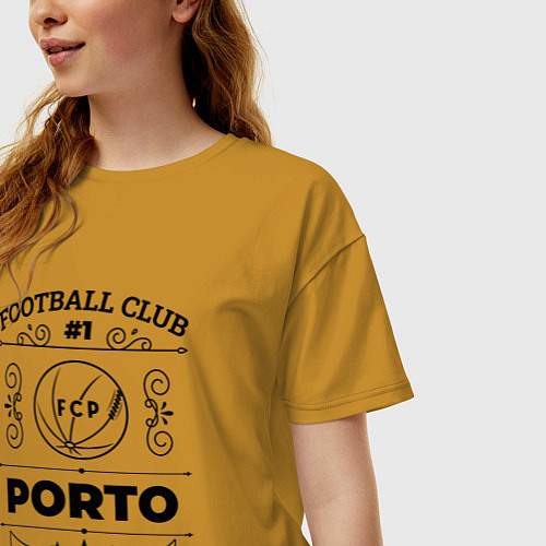 Женская футболка оверсайз Porto: Football Club Number 1 Legendary / Горчичный – фото 3
