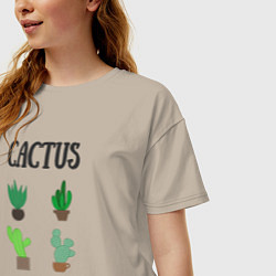 Футболка оверсайз женская Cactus Mother, Мать кактусов, цвет: миндальный — фото 2