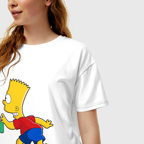 Женская футболка оверсайз Барт Симпсон принт / Белый – фото 3