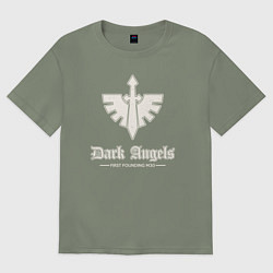 Футболка оверсайз женская Темные ангелы лого винтаж, цвет: авокадо