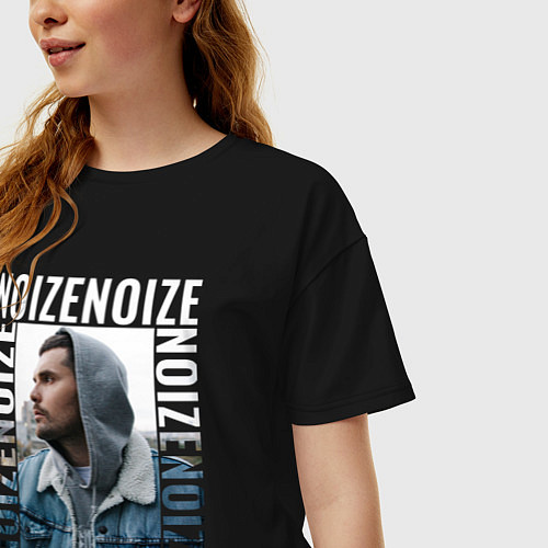 Женская футболка оверсайз Noize MC Портрет / Черный – фото 3