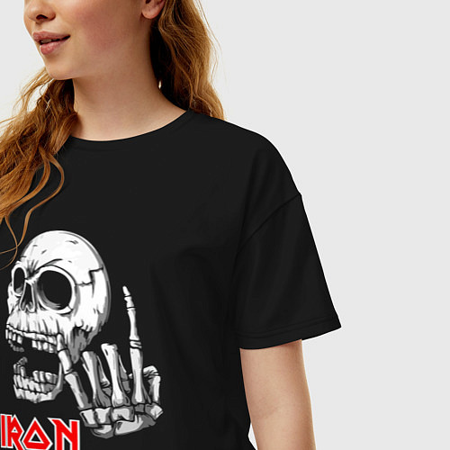Женская футболка оверсайз Iron Maiden, Череп / Черный – фото 3
