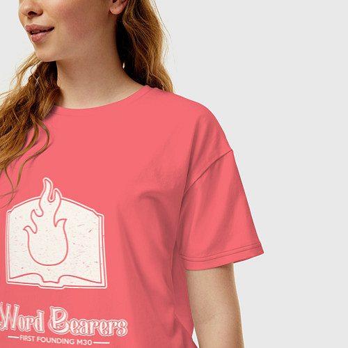 Женская футболка оверсайз Несущие слово лого винтаж / Коралловый – фото 3