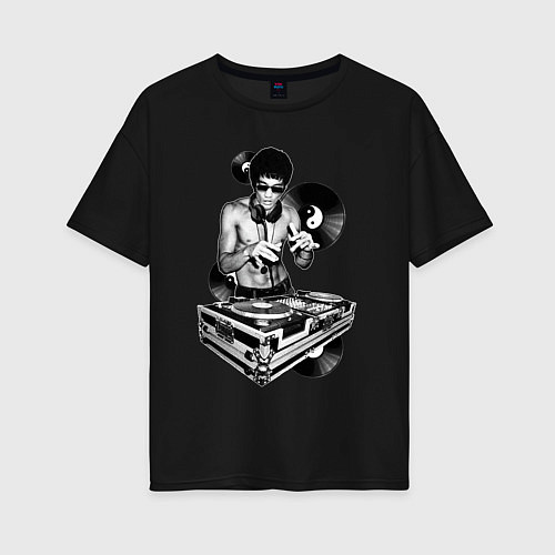 Женская футболка оверсайз Bruce Lee - Vinyl Dj / Черный – фото 1