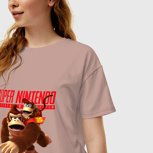 Женская футболка оверсайз Nintendo - DK / Пыльно-розовый – фото 3