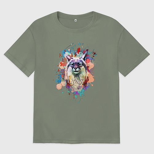 Женская футболка оверсайз Lynx - рысь / Авокадо – фото 1