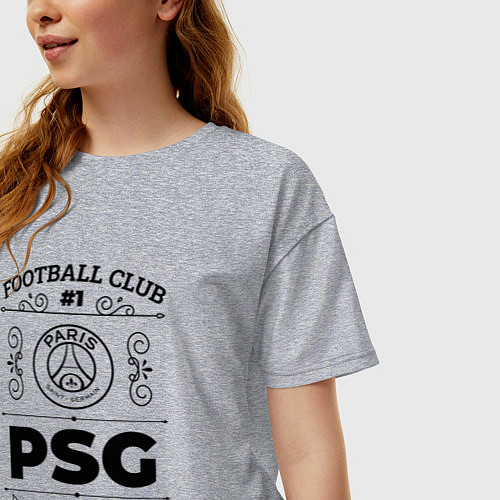 Женская футболка оверсайз PSG: Football Club Number 1 Legendary / Меланж – фото 3