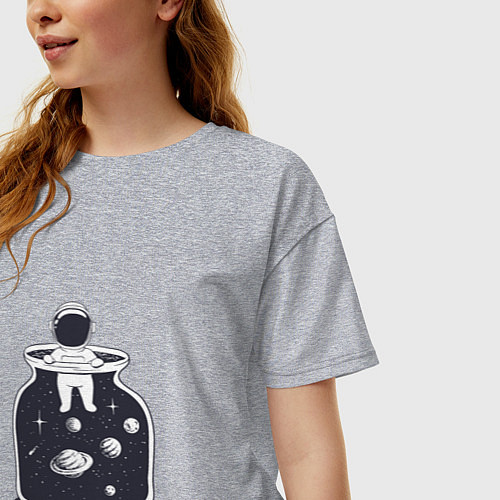 Женская футболка оверсайз Космонавт в банке / Меланж – фото 3