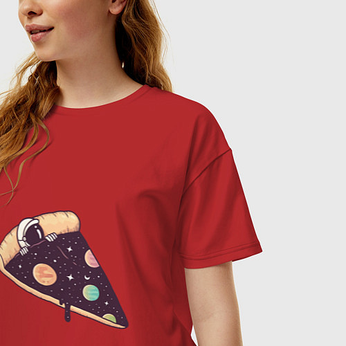 Женская футболка оверсайз Space - Pizza / Красный – фото 3