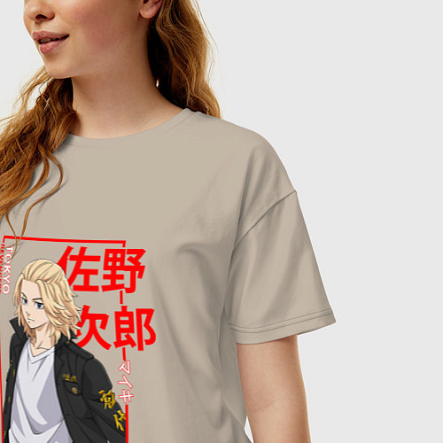 Женская футболка оверсайз МАЙКИ - САНО МАНДЗИРО ТОКИЙСКИЕ МСТИТЕЛИ / Миндальный – фото 3