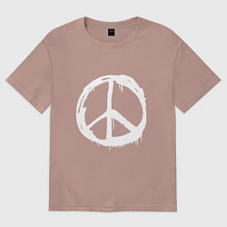 Футболка оверсайз женская Pacific symbol white, цвет: пыльно-розовый