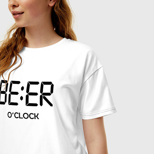 Женская футболка оверсайз Beer oclock / Белый – фото 3