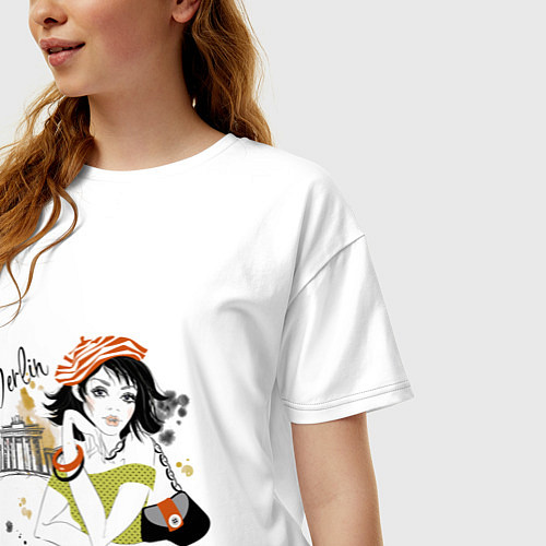 Женская футболка оверсайз GIRL IN BERLIN / Белый – фото 3