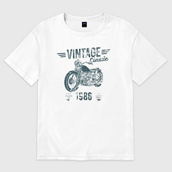 Футболка оверсайз женская Винтажная классика 1986 мотоцикл, цвет: белый