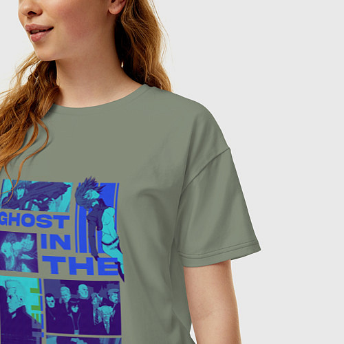 Женская футболка оверсайз Призрак в доспехах экшен / Авокадо – фото 3