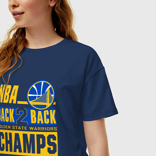 Женская футболка оверсайз GOLDEN STATE WARRIORS NBA CHAMPION / Тёмно-синий – фото 3