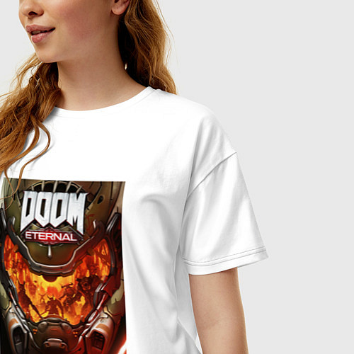 Женская футболка оверсайз Doom eternal - poster / Белый – фото 3