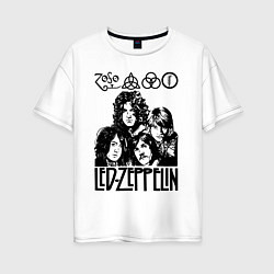 Футболка оверсайз женская Led Zeppelin Black, цвет: белый