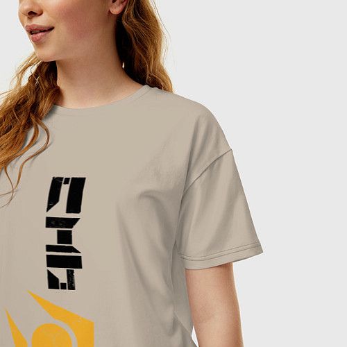 Женская футболка оверсайз Half life - city17 / Миндальный – фото 3