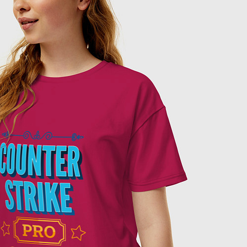 Женская футболка оверсайз Игра Counter Strike PRO Gaming / Маджента – фото 3
