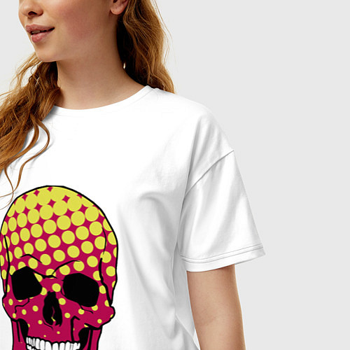 Женская футболка оверсайз Pop-art skull / Белый – фото 3