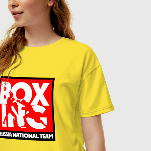 Женская футболка оверсайз Boxing team russia / Желтый – фото 3