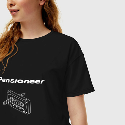 Женская футболка оверсайз Pensioneer Cassette: black edition / Черный – фото 3
