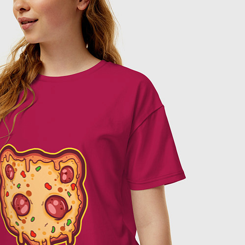 Женская футболка оверсайз Пицца панда / Маджента – фото 3