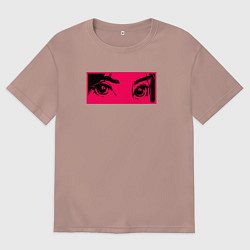 Футболка оверсайз женская Anime Sad Eye, цвет: пыльно-розовый