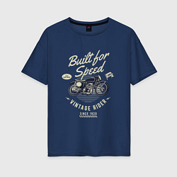 Футболка оверсайз женская Vintage Moto, цвет: тёмно-синий