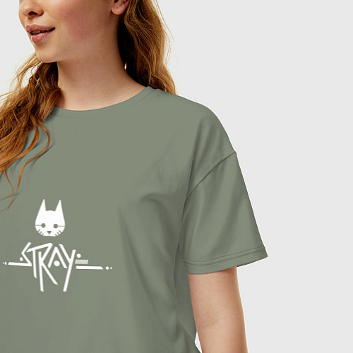 Женская футболка оверсайз Stray ровный логотип / Авокадо – фото 3
