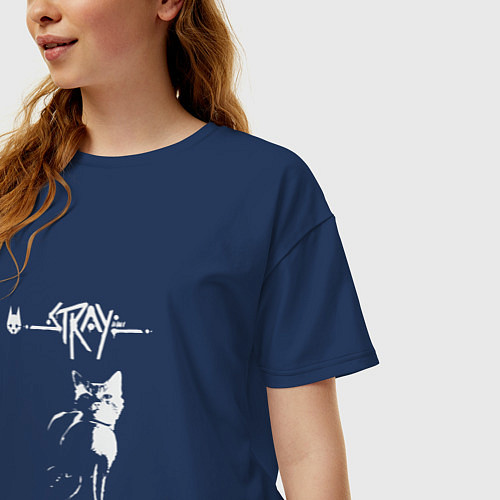 Женская футболка оверсайз Stray Game / Тёмно-синий – фото 3