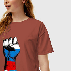 Футболка оверсайз женская Сжатый кулак Made in Russia, цвет: кирпичный — фото 2