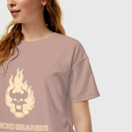 Женская футболка оверсайз Несущие слово хаос винтаж лого / Пыльно-розовый – фото 3