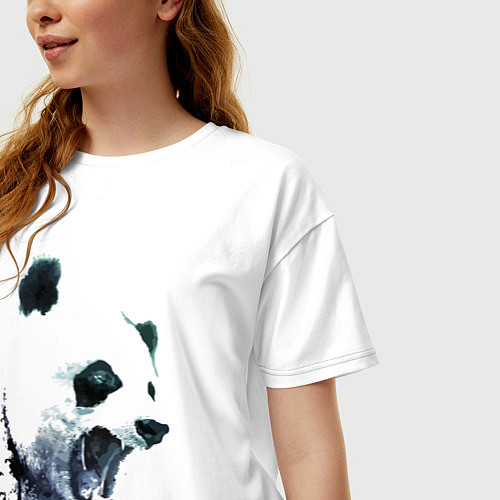 Женская футболка оверсайз Свирепый панда - ярость / Белый – фото 3