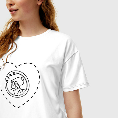 Женская футболка оверсайз Лого Ajax в сердечке / Белый – фото 3