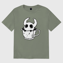 Футболка оверсайз женская Hollow Knight рыцарь в чашке, цвет: авокадо