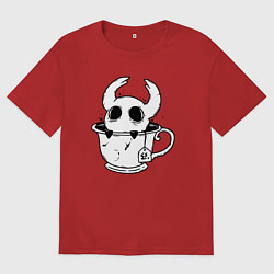 Футболка оверсайз женская Hollow Knight рыцарь в чашке, цвет: красный