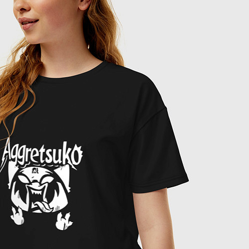 Женская футболка оверсайз Аггретсуко арт / Черный – фото 3