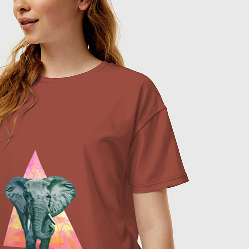 Женская футболка оверсайз Elaphant Adventure / Кирпичный – фото 3